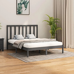 vidaXL Cadre de lit sans matelas gris 150x200 cm bois massif