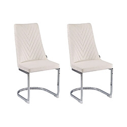 Beliani Chaise de salle à manger Chaise en porte-à-faux Set de 2 Velours Blanc cassé ALTOONA