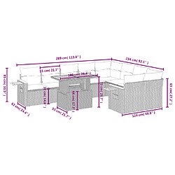 Avis vidaXL Salon de jardin avec coussins 10 pcs gris résine tressée