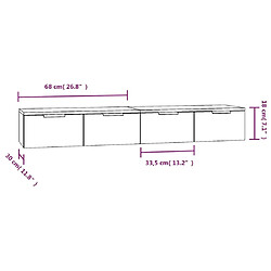 Acheter vidaXL Armoires murales 2 pcs Noir 68x30x20 cm Bois d'ingénierie