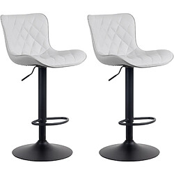 Decoshop26 Lot de 2 tabourets de bar en synthétique blanc pieds en métal noir hauteur réglable pivotant TDB10730 