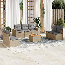 vidaXL Salon de jardin avec coussins 8 pcs beige résine tressée 