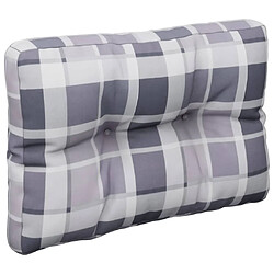 Avis vidaXL Coussin de palette motif à carreaux gris 60x40x12 cm tissu