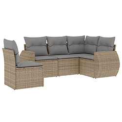 vidaXL Salon de jardin avec coussins 5 pcs beige résine tressée