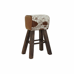 Tabouret DKD Home Decor Noir Bois Marron Cuir Blanc (50 x 35 x 75 cm) 