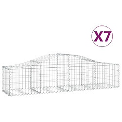 vidaXL Paniers à gabions arqués 7 pcs 200x50x40/60 cm fer galvanisé