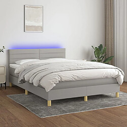 vidaXL Sommier à lattes de lit et matelas et LED Gris clair 140x200 cm 