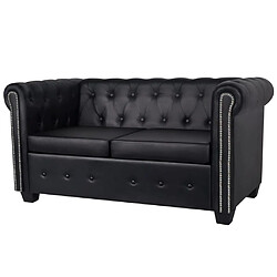 vidaXL Canapé Chesterfield à 2 places cuir synthétique noir 