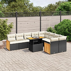 Maison Chic Salon de jardin 10 pcs avec coussins, Ensemble Tables et chaises d'extérieur noir résine tressée -GKD357590