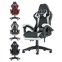 Fauteuil de Bureau - BIGZZIA Siège de bureau Réglable - Chaise gaming avec Appui-tête et Support lombaire, 136kg, Noir et Blanc