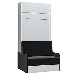 Inside 75 Armoire lit escamotable DYNAMO SOFA blanc canapé + accoudoirs tissu anthracite 90*200 cm