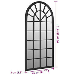 vidaXL Miroir de jardin Noir 90x45 cm Fer pour utilisation extérieure pas cher