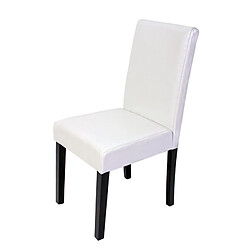 Mendler Lot de 6 chaises de séjour Littau ~ cuir reconstitué blanc, pieds foncés