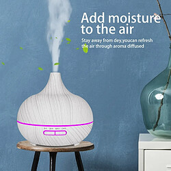 Avis Wewoo Purificateur d'air Humidificateur de bouche pointu de machine de parfum de texture en bois 400ml avec la lumière colorée de LEDspécification de prise des USA kaki