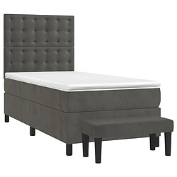 Avis Maison Chic Lit adulte- Lit + matelas,Sommier à lattes de lit et matelas Gris foncé 90x190 cm Velours -GKD75704