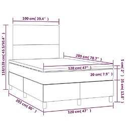 vidaXL Sommier à lattes de lit et matelas Gris clair 120x200cm Velours pas cher