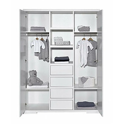 Schardt Armoire bébé 2 portes 4 tiroirs bois laqué blanc Maxx White L 139 x H 191 x P 53 cm