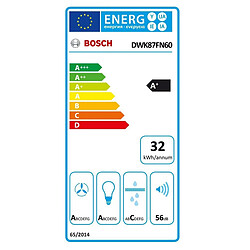 Hotte décorative inclinée 80cm 768m3/h noir - DWK87FN60 - BOSCH