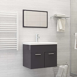 Maison Chic Ensemble de meubles de salle de bain,Armoire rangement Bain Gris brillant Aggloméré -MN95835