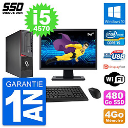 PC Fujitsu E720 E85+ DT Ecran 19" Core i5-4570 RAM 4Go SSD 480Go Windows 10 Wifi · Occasion 