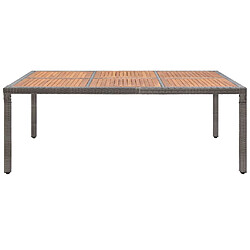 vidaXL Table de jardin Gris 200x150x74 cm Résine tressée et acacia