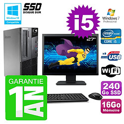 PC Lenovo M91p SFF Intel I5-2400 16Go Disque 240Go SSD Graveur Wifi W7 Ecran 27" - Occasion