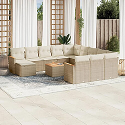 vidaXL Salon de jardin avec coussins 13 pcs beige résine tressée 