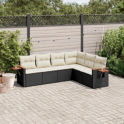 vidaXL Salon de jardin 6 pcs avec coussins noir résine tressée 