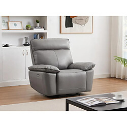 Vente-Unique Fauteuil relax électrique en cuir de vachette gris NOVENA 