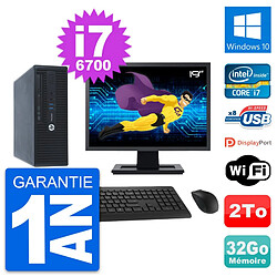 PC HP 400 G3 SFF Ecran 19" Intel i7-6700 RAM 32Go Disque 2To Windows 10 Wifi · Occasion 