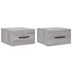 Maison Chic Lot de 2 Tables de chevet,Table de nuit,Table d'appoint pour salon murales sonoma gris 35x35x20 cm -MN39442