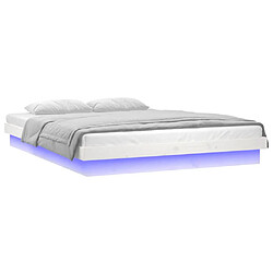 Acheter vidaXL Cadre de lit à LED sans matelas blanc 140x190 cm bois massif