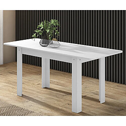 Pegane Table de salle à manger extensible rectangulaire coloris blanc - longueur 140-184 x profondeur 80 x Hauteur 73,60 cm