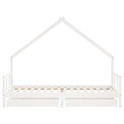 Maison Chic Lit d'Enfant Chambre - Cadre de lit pour enfant tiroirs blanc 90x200 cm bois de pin massif -MN36739 pas cher