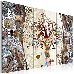 Decoshop26 Tableau toile de décoration murale impression premium en 3 parties sur châssis en bois motif Arbre en mosaïque 120x80cm 11_0014335