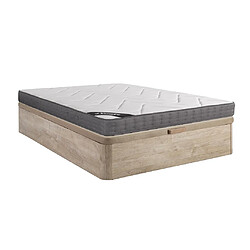 Vente-Unique Ensemble 160 x 200 cm sommier coffre naturel clair + matelas ressorts ensachés 5 zones accueil mémoire de forme ép.23cm - BABYLONE de YSMÉE