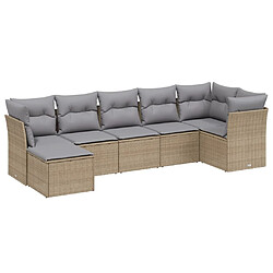 vidaXL Salon de jardin avec coussins 7pcs mélange beige résine tressée