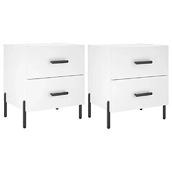 Maison Chic Lot de 2 Tables de chevet,Table de nuit,Table d'appoint pour salon blanc 40x35x47,5 cm bois d’ingénierie -MN88398