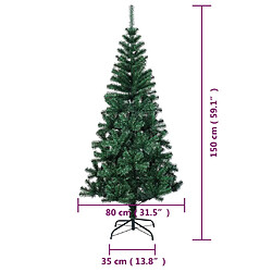 vidaXL Sapin de Noël artificiel pointes iridescentes Vert 150 cm PVC pas cher