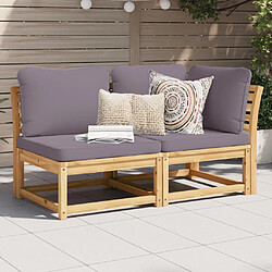 vidaXL Salon de jardin 2 pcs avec coussins bois massif d'acacia 