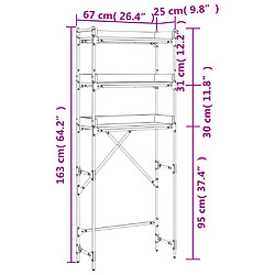 vidaXL Étagère de lave-linge noir 67x25x163 cm bois d'ingénierie pas cher