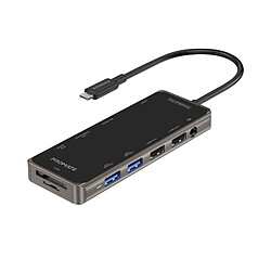 Promate Primehub-Pro Hub USB 100W PD, HDMI 4K@30Hz, 1080p Ethernet, VGA, AUX, SD/TF, 4x USB-A 3.0/2.0