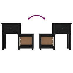 Maison Chic Table de chevet - Table de Nuit Noir 79,5x38x65,5 cm Bois de pin massif pas cher