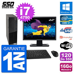 PC Lenovo M83 SFF Ecran 22" Intel i7-4790 RAM 16Go SSD 120Go Windows 10 Wifi - Occasion