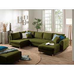 Lisa Design Rune - canapé panoramique avec pouf d'appoint - 7 places - style scandinave - gauche Rune - canapé panoramique avec pouf d'appoint - 7 places - style scandinave - gauche - Vert Olive