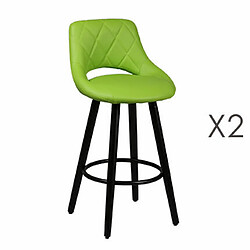 Mes Lot de 2 tabourets de bar 47x47x91 cm vert et anthracite - BROOKLIN 