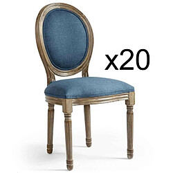 Paris Prix Lot de 20 Chaises Médaillon Tissu Versailles 96cm Bleu 