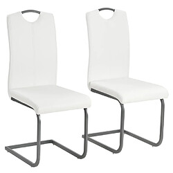 Decoshop26 Lot de 2 chaises de salle à manger cuisine cantilever design moderne synthétique blanc CDS020303 