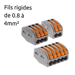 Lot de 50 bornes automatiques à cliquet S222 - 2/3/5 entrées - fils rigides et souples 4mm² max - orange - Wago