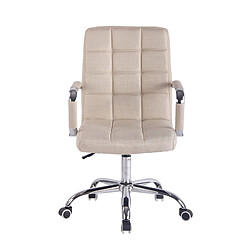 Decoshop26 Fauteuil de bureau sur roulettes hauteur réglable pivotant accoudoirs en PVC crème 10_0002472